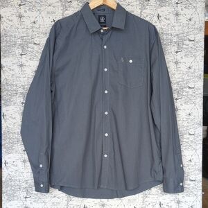 Volcom Size XL Dark Gray Classic Fit Casual Button-Down Shirt